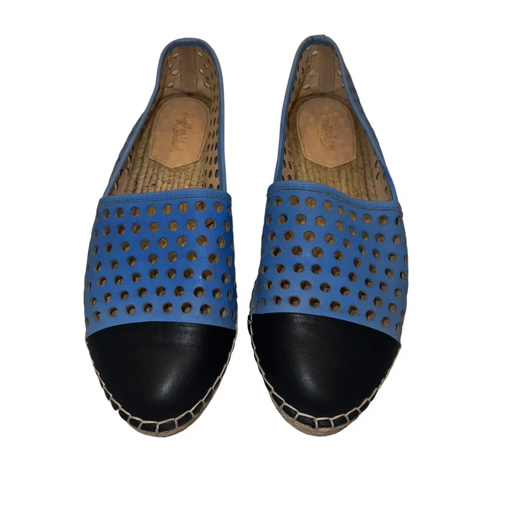 Loeffler Randall Light Blue & Dark Blue Perforated Espadrilles Size 8.5-9